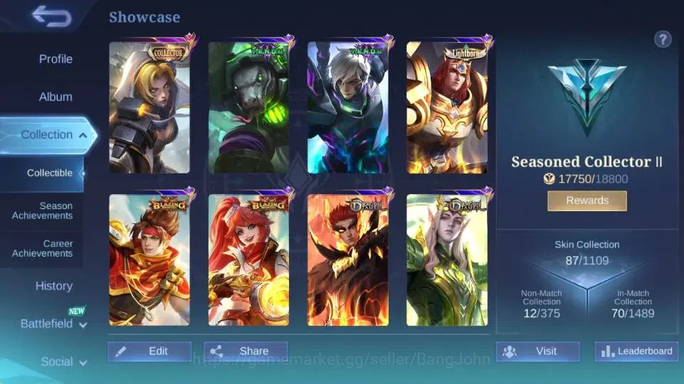 Mobile Legends: Bang Bang Accounts Global|Skin 87|Seasoned|Collector Natalia,S.A.B.E. image 13