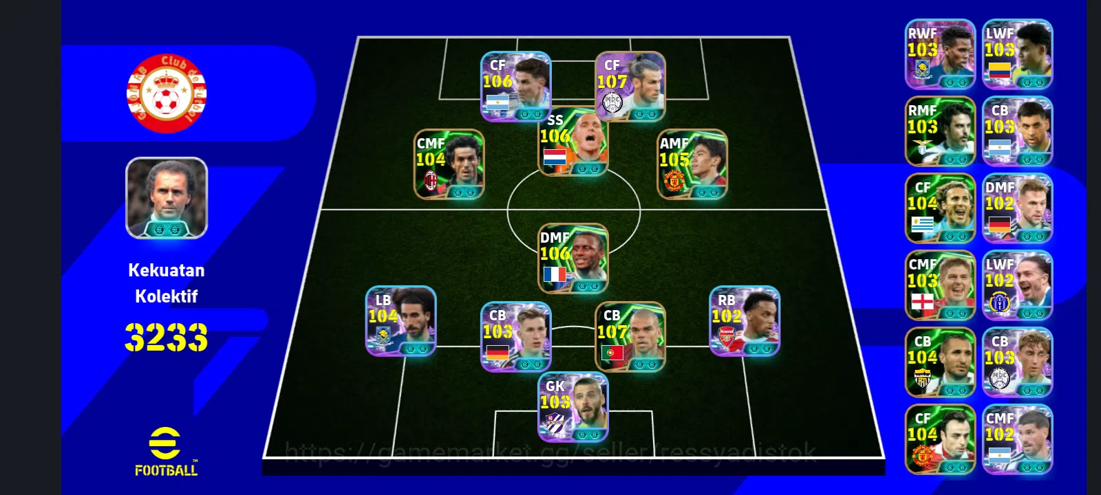 eFootball Accounts Meta Player EFOOTBALL NEW ERA | G BALE SUSANO, PATRICK VIERA,J ALVAREZ SHOW TIME,PEPE, W SNEIJDER, M 1