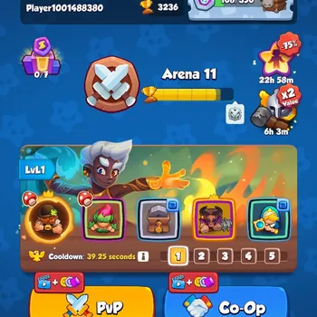 Rush Royale Accounts 561% Crit|Throphy 3236|Arena 11|Card 39/81|4 Hero, 5 Legendary|16 Epic, 9 Rare 9 Common|Dungeon Chapter