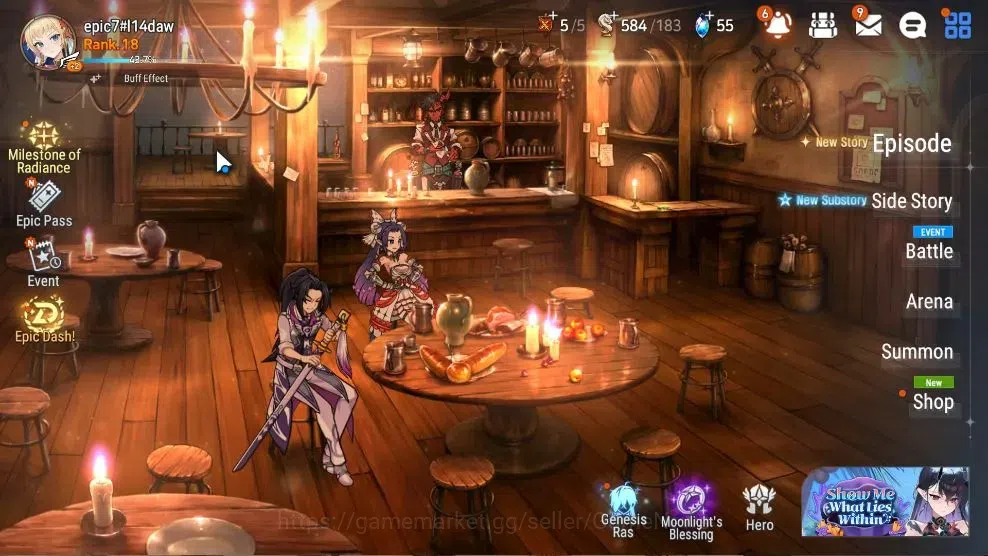 Epic Seven Accounts Starter GLOBAL UnVerif|ML (EIlynav,NC Landy)+Landy,Tenebria|Ready Gacha|PoH ON|Abyss F 51|800 MM+2,K 1