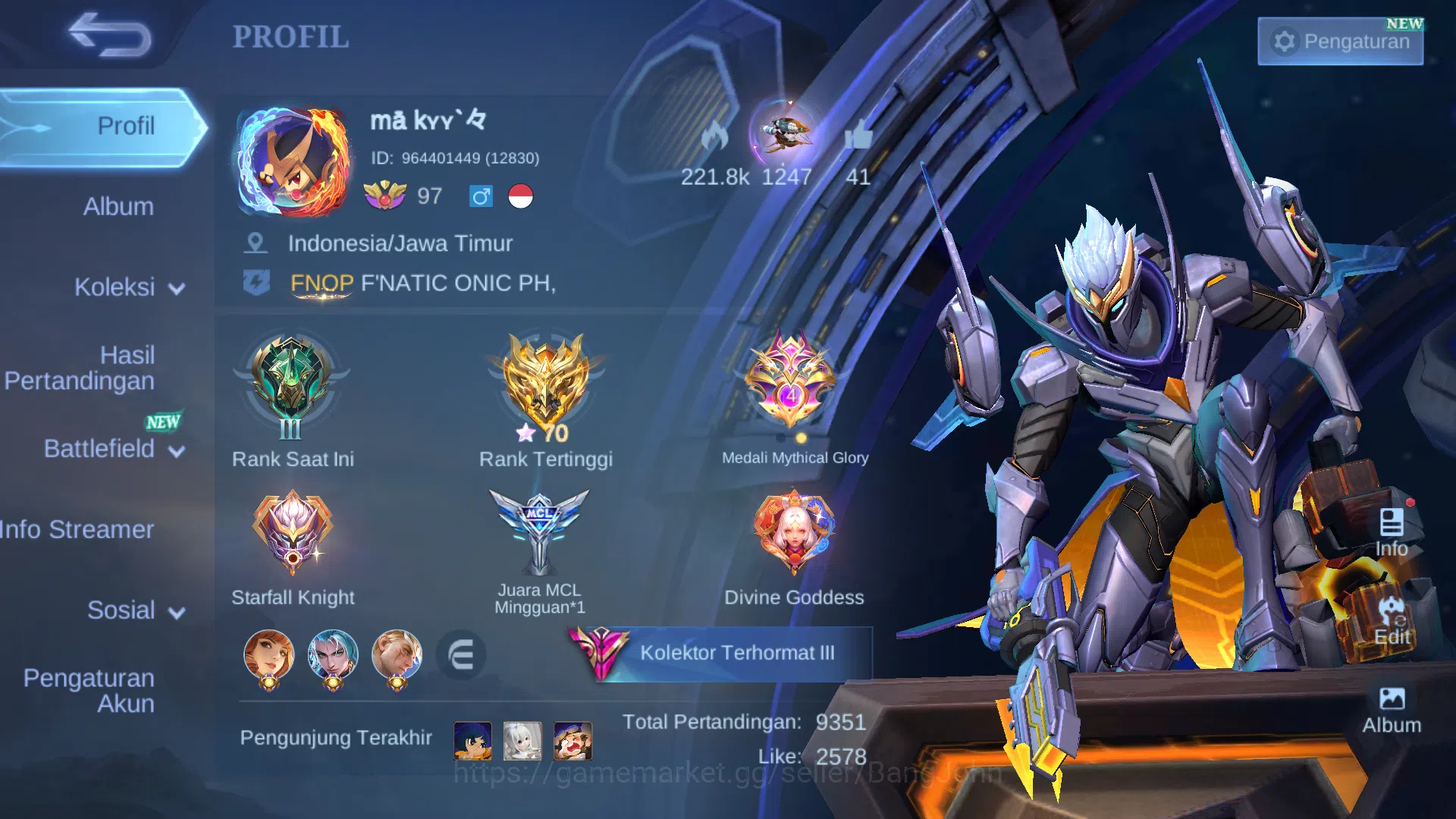 Hero 131 | Skin 348 | Legend Granger | Legend Lunox | AllStar Moskov | AllStar Hanabi | Nexus Sea Nolan | SoulVessel Hanabi | Ducati Irithel ~ ML573B Mobile Legends: Bang Bang Others Hero 131 | Skin 348 | Legend Granger | Legend Luno image 1