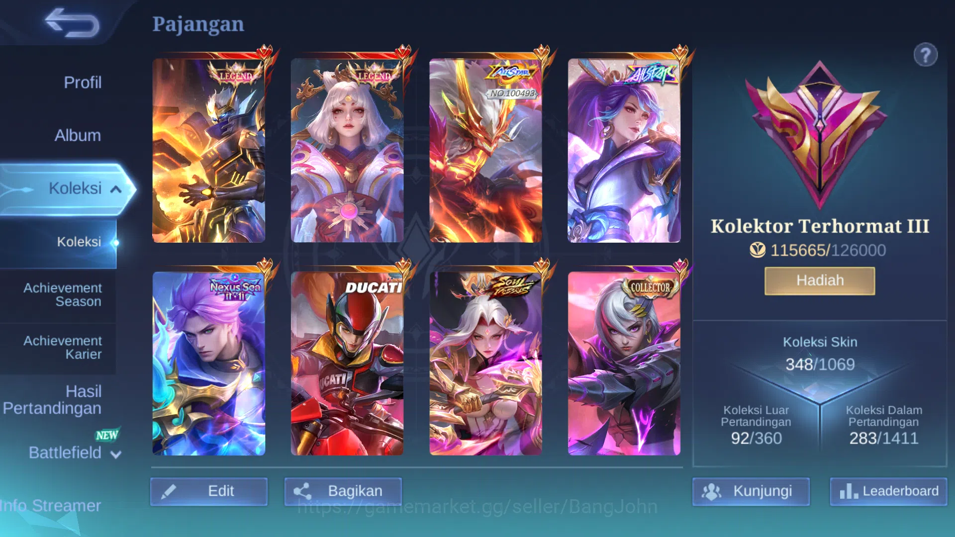 Mobile Legends: Bang Bang Accounts Others Hero 131 | Skin 348 | Legend Granger | Legend Lunox | AllStar Moskov | AllStar 2