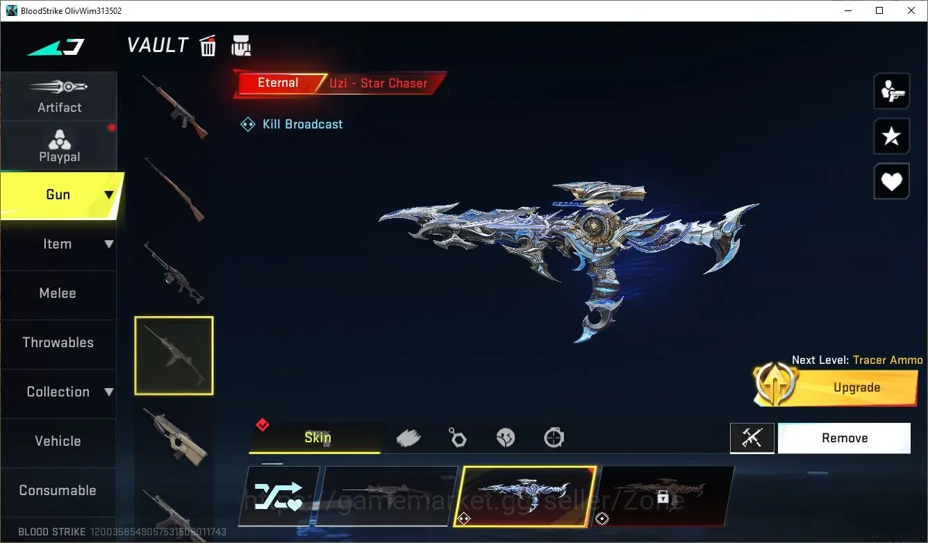 Blood Strike Accounts Starter ASIA|Starter| 1 ETERNAL: Uzi - Star Chaser|1 AOT|1 epic sky trail|LogNetEase(BS754Z) 1