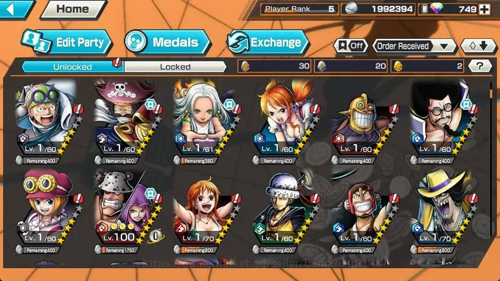 One Piece Bounty Rush Accounts Global |EX 3|PR 5|Gol D. Roger Lv. 1/60,S-Snake Lv image 5
