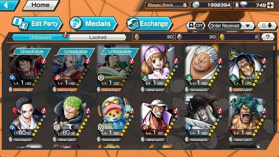 One Piece Bounty Rush Accounts Global |EX 3|PR 5|Gol D. Roger Lv. 1/60,S-Snake Lv image 6
