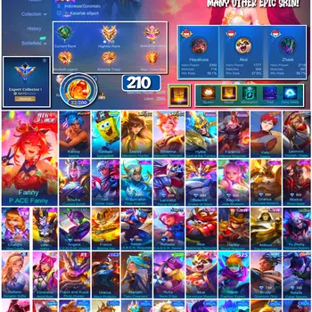 Mobile Legends: Bang Bang Accounts #3954 | 210 Skins | KoF Karina | SpongeBob | Gara | Many Epic | Safe Account