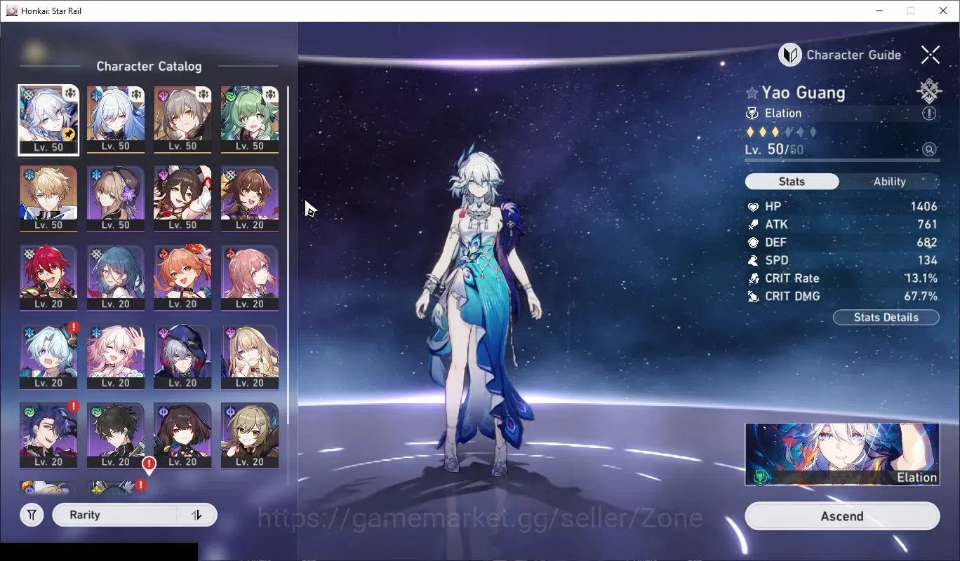 Honkai Star Rail Accounts Starter Asia|TL 35|Starter|3 Limited|Yao Guang+Sign,Jingliu,Huohuo|Gepard|MC Female|All Unset|Take 4