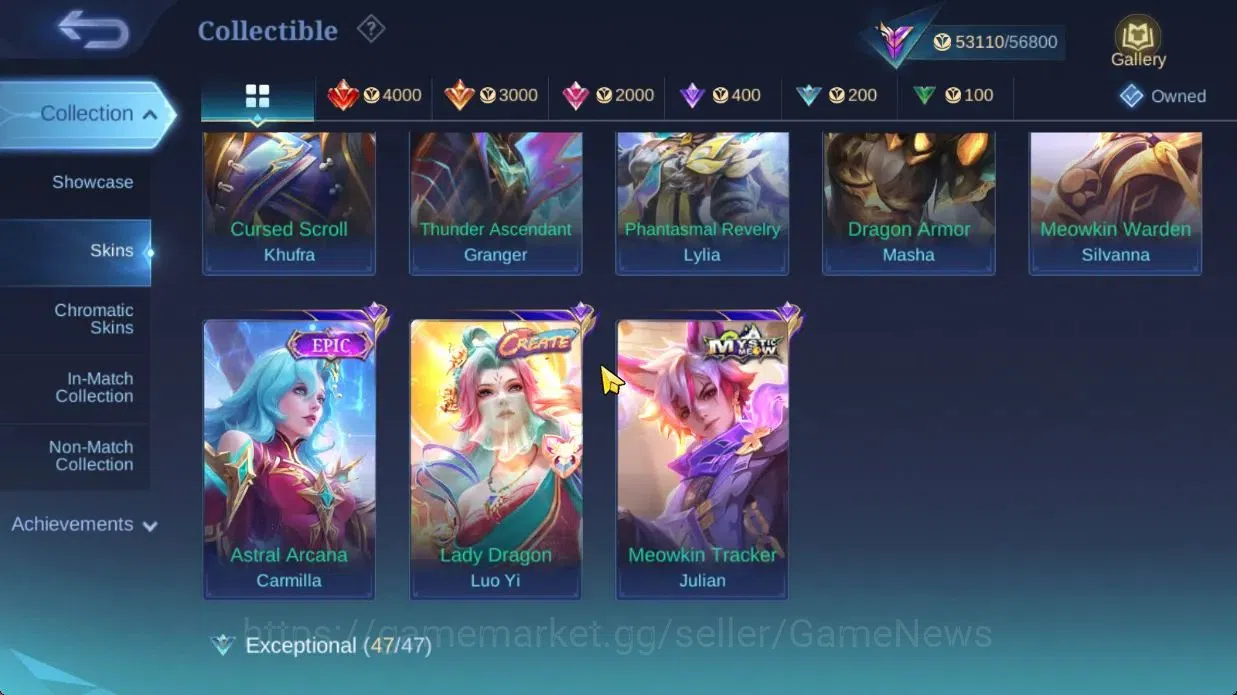 Mobile Legends: Bang Bang Accounts Hero 103|Skin 190|High Glory 73|KOF Karina,PRIME G image 14