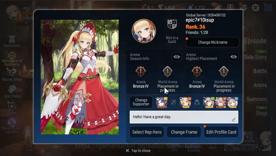 Epic Seven Accounts GLOBAL|UnVerif|5 ML (EIlynav,RRoana,LCermia,DJ Bas image 2