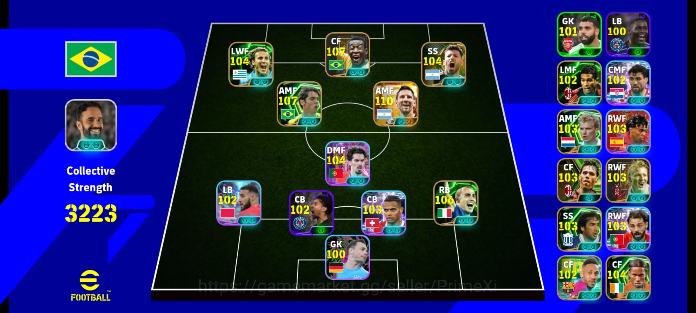 eFootball Accounts Meta Player Android| Pw 3223| Meta players| Bigtime Messi 110| Bigtime Pele 108| Epic Kaka 107| Showtime 1