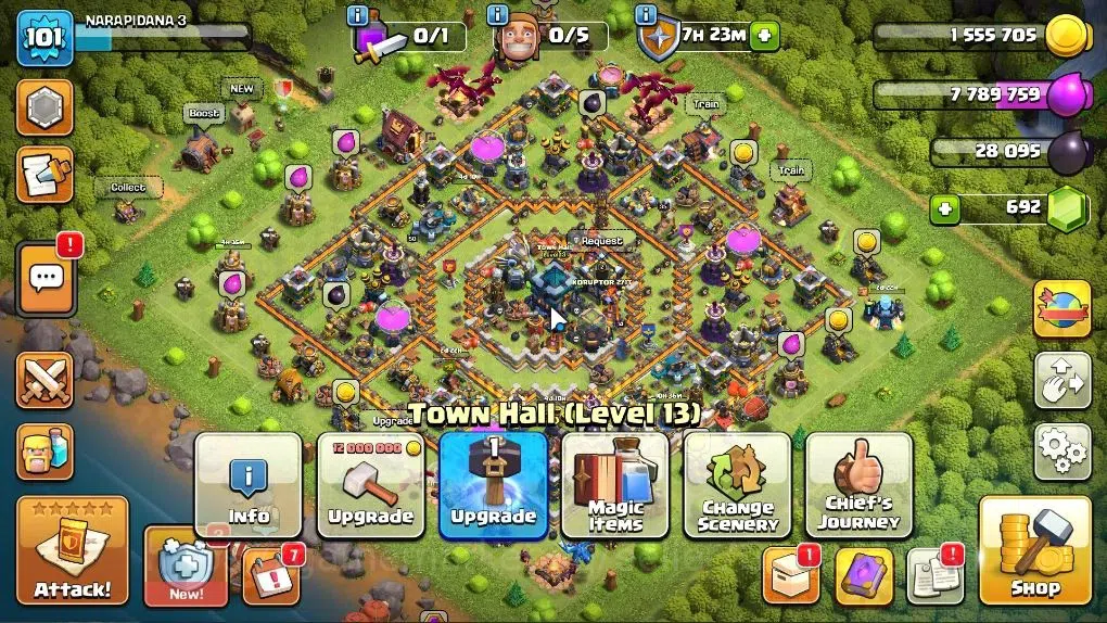 Clash of Clans Accounts High-End LV 101|TH 13-BH 4|HH 7|3X Limited SKIN BK|BK 50,AQ 53,GW 35,MP 27,RC 14|BM 0|CN OFF+692 1