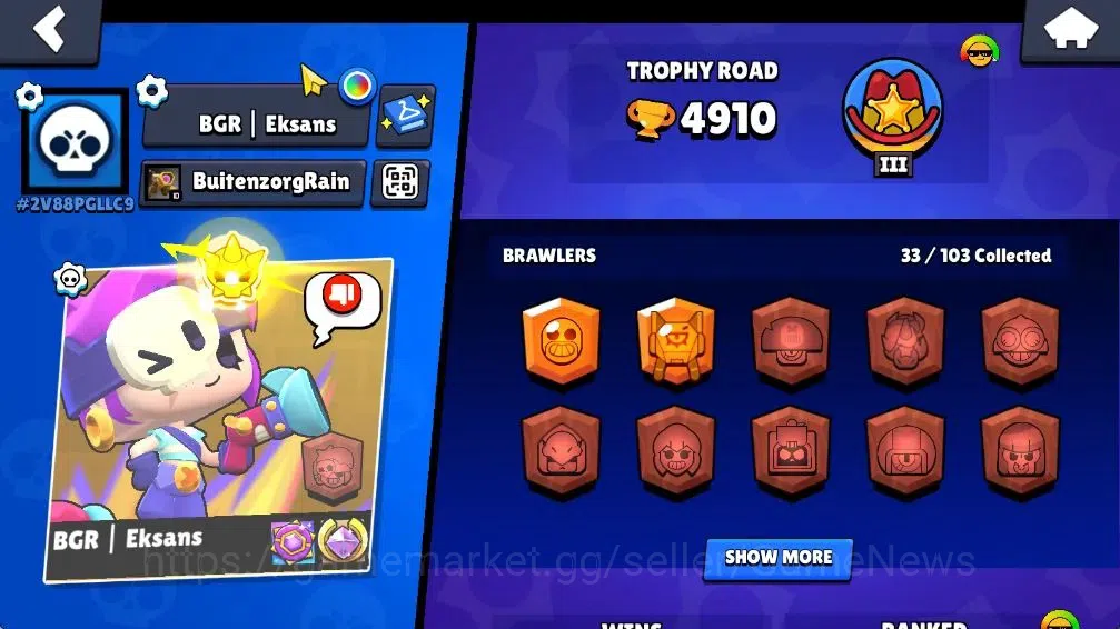Brawl Stars Accounts 4910 Trophy|33 Brawlers|10k Bling|1 Legend [Paper  image 2