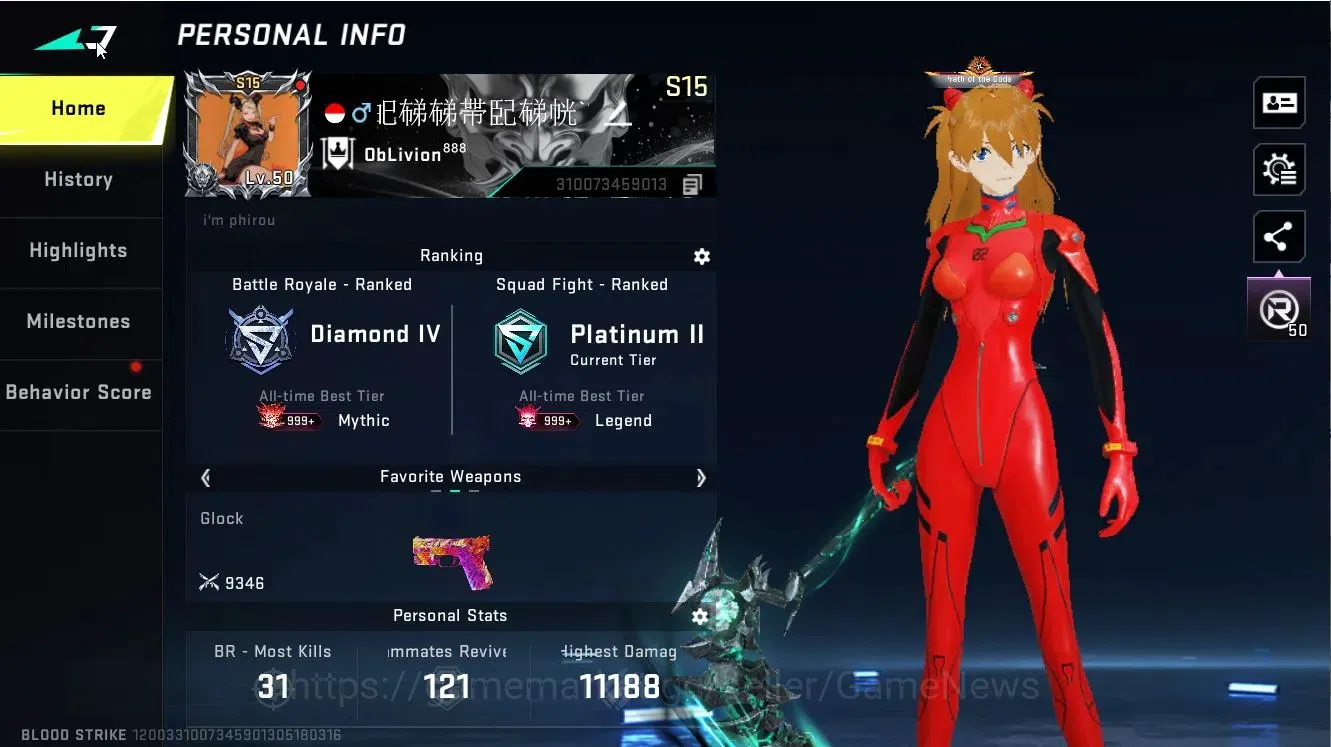Blood Strike Accounts ASIA|ETERNAL [UZI-HolyCrown lv6-MAX]|Collab EVA [K image 3