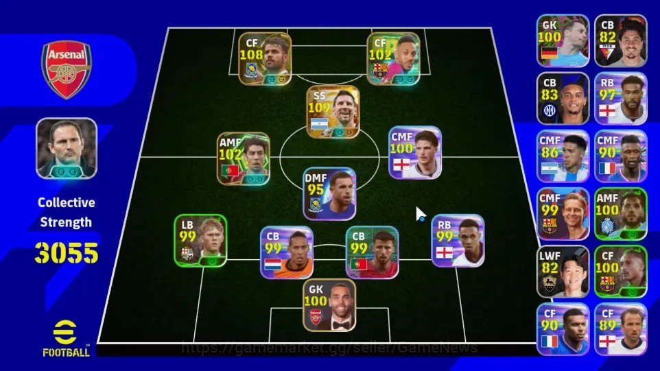 eFootball Accounts Legends & Iconic Players Android|Power 3055|Big Time Lionel Messi|3 Epic Diego Costa,Aubameyang,Rui 1
