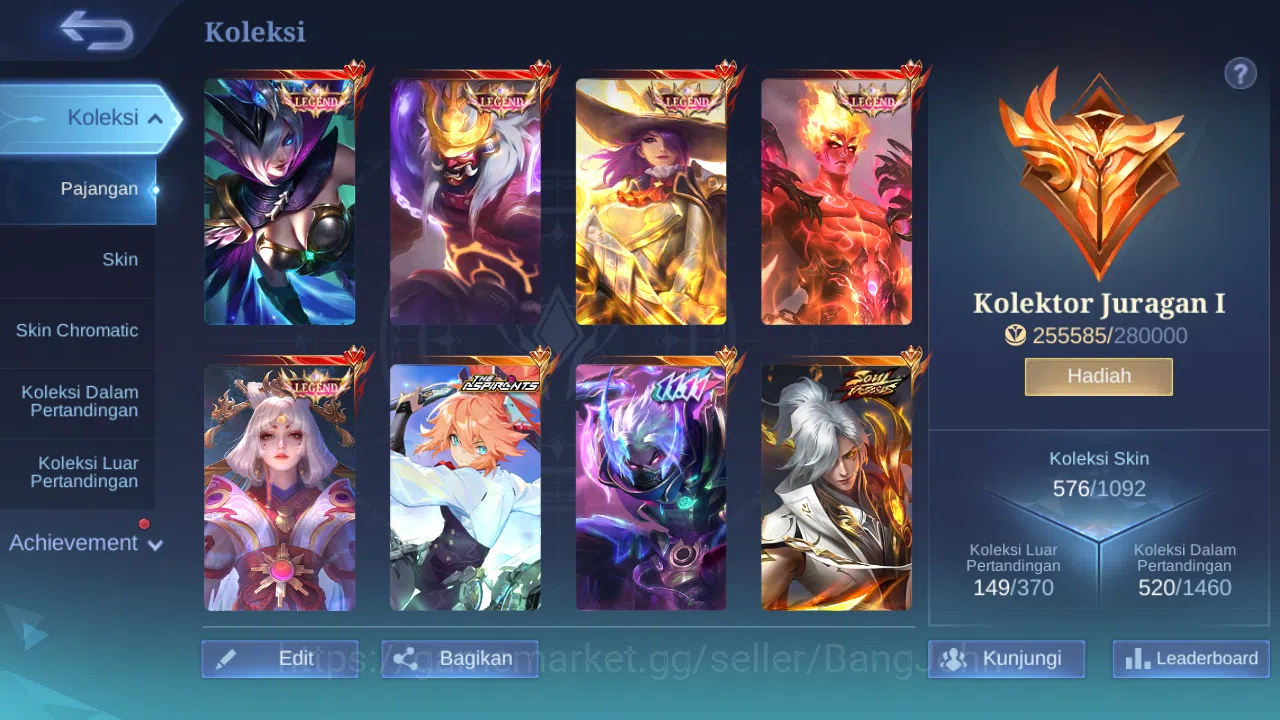 Mobile Legends: Bang Bang Accounts Hero 132 Skin 576 | Legend Miya, Franco, Lesley, V image 13