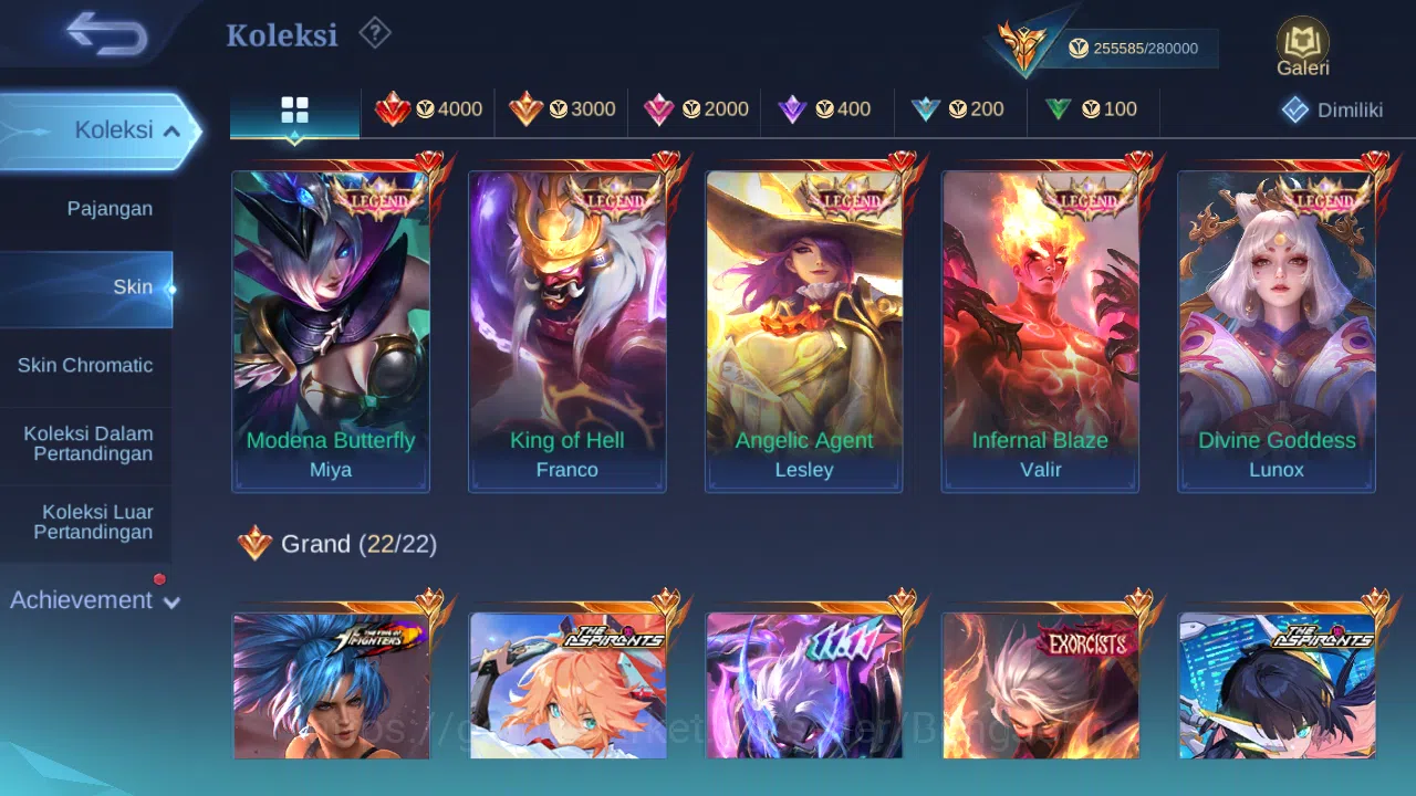Mobile Legends: Bang Bang Accounts Hero 132 Skin 576 | Legend Miya, Franco, Lesley, V image 2