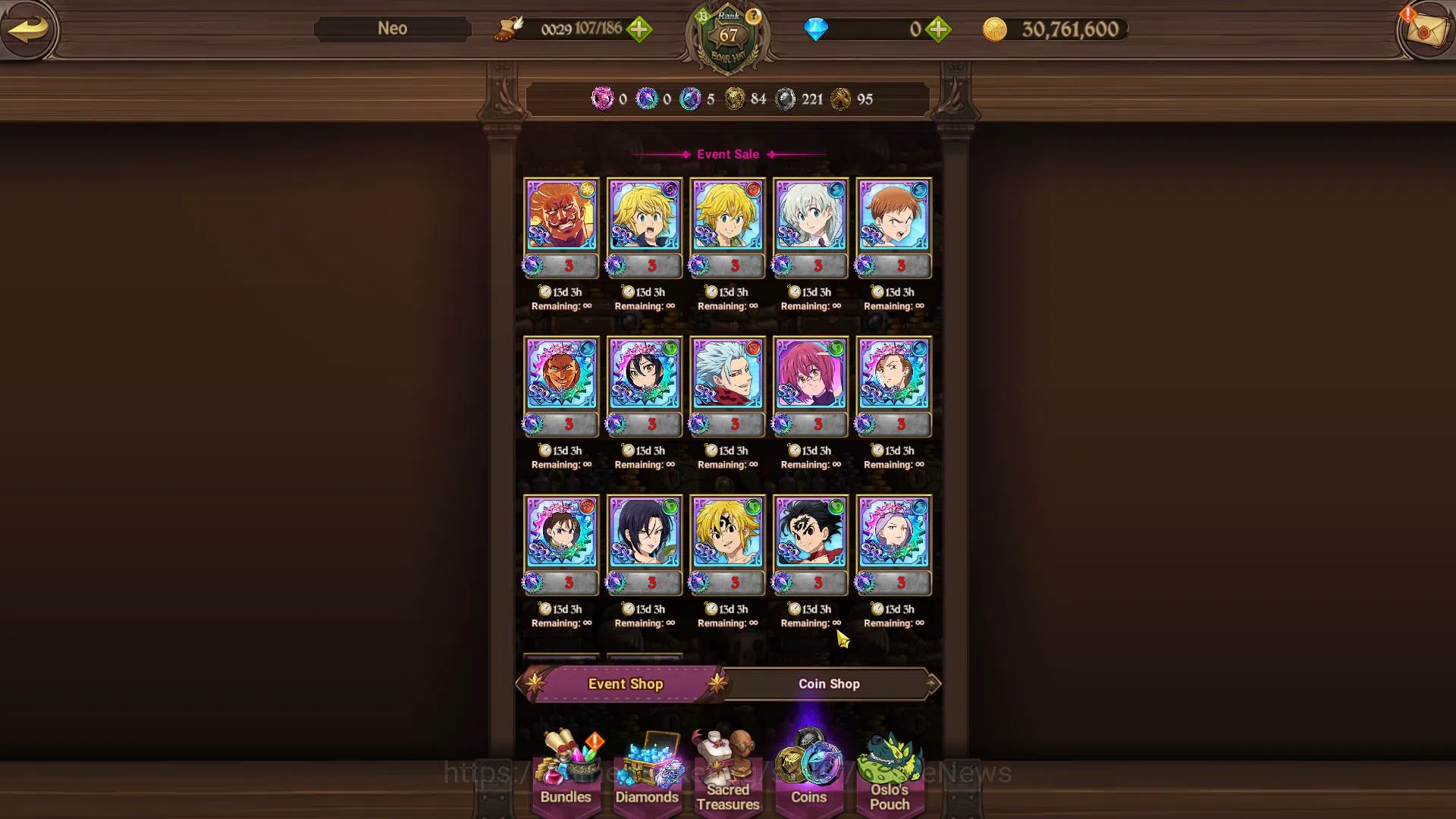 The Seven Deadly Sins: Grand Cross Accounts Global|1,1M CC|Starter Ch4|4 UR| Oppressor Demon K image 9
