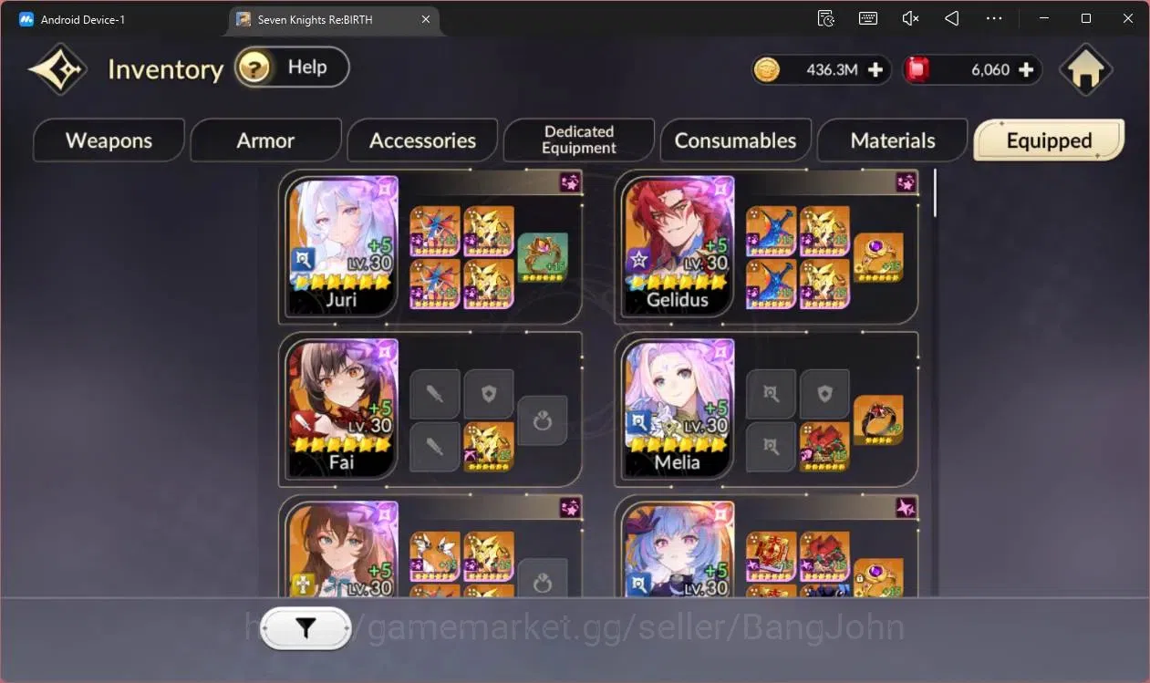 Seven Knights Re:Birth Accounts Global |5 EX7(Gelidus TC1,Juri TC1,Fai,Melia,Roise image 12