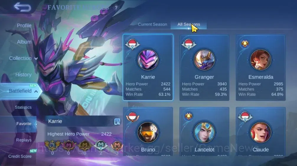 Mobile Legends: Bang Bang Accounts Hero 132|Skin 593|High Immo 126|Legend[Granger,Sab image 5
