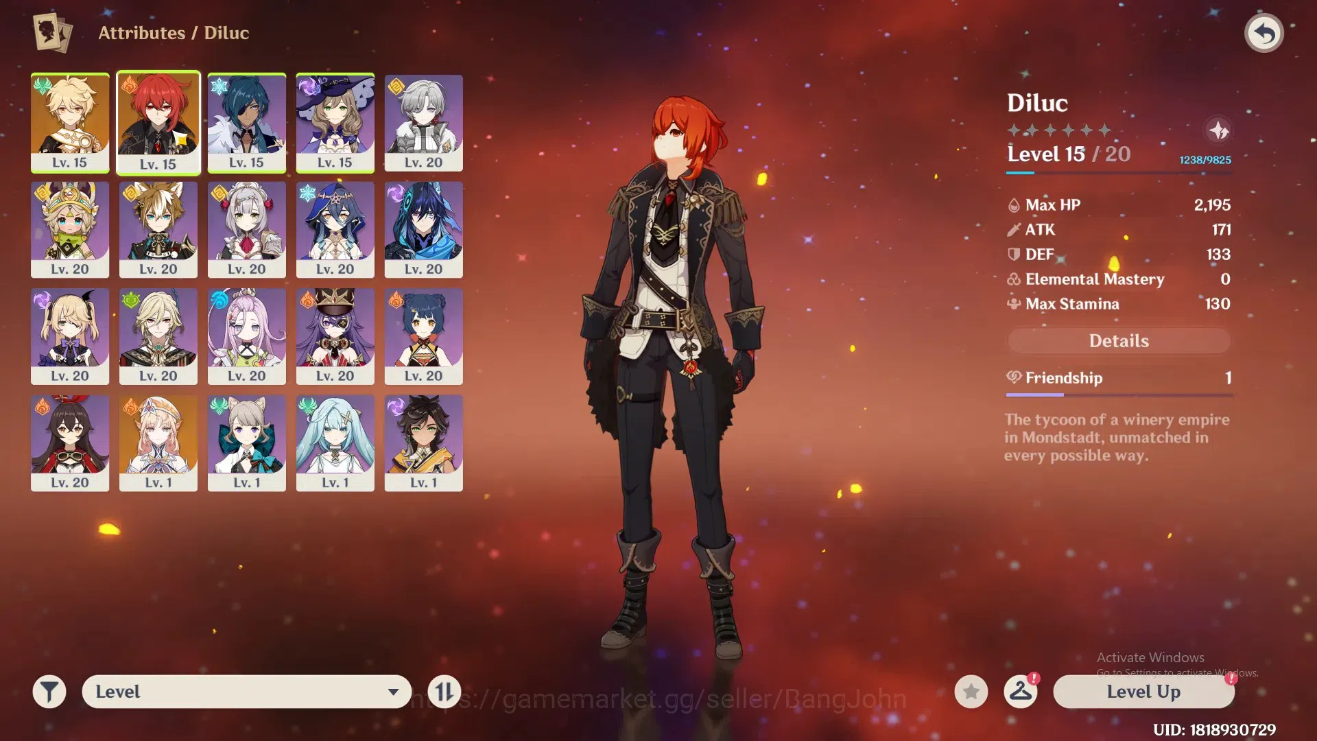 Genshin Impact Accounts ASIA | AR 14 | 4x 5* Char (Diluc, Nicole) | 22 Pri image 4