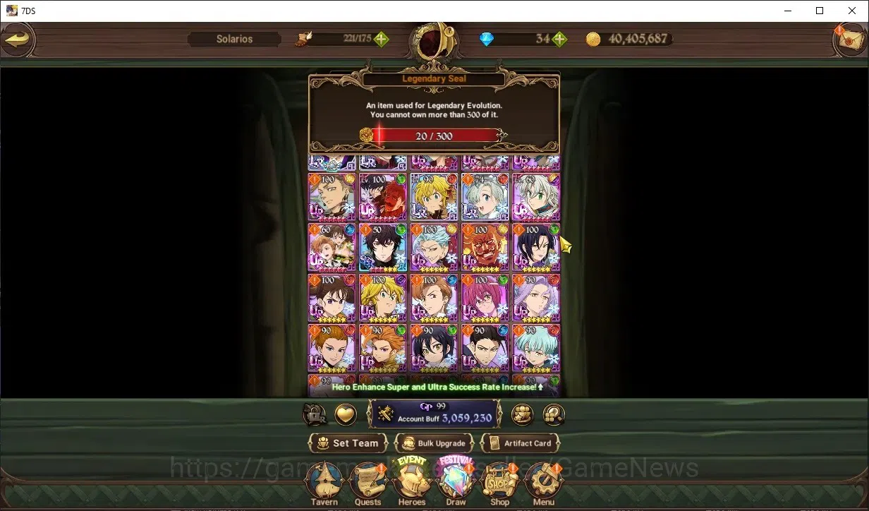 The Seven Deadly Sins: Grand Cross Accounts Endgame GLOBAL|3M CC|20 LS|4 LR,10 UR+Collab Gachiakuta|NMeli2/6,Meresca,P 1