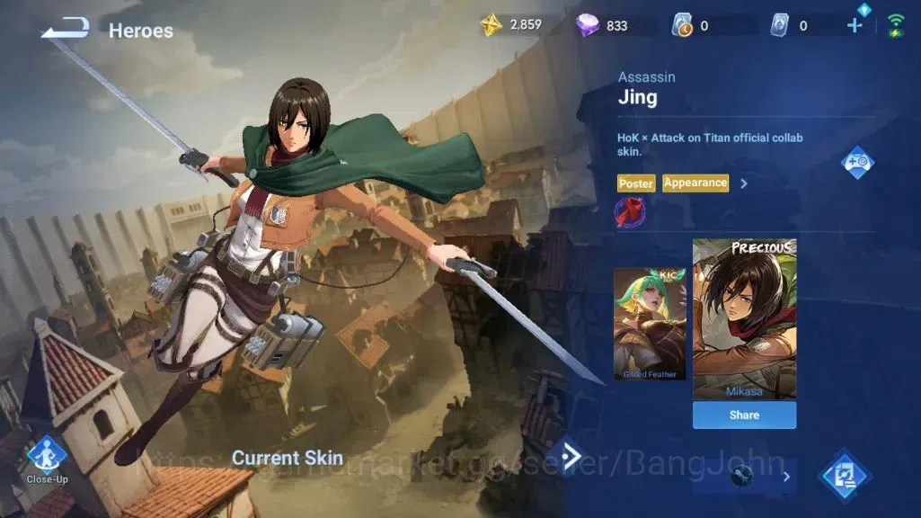 Honor of Kings Accounts Global | 33H 19S |Collab AOT Jiang [PreciousMikasa image 6