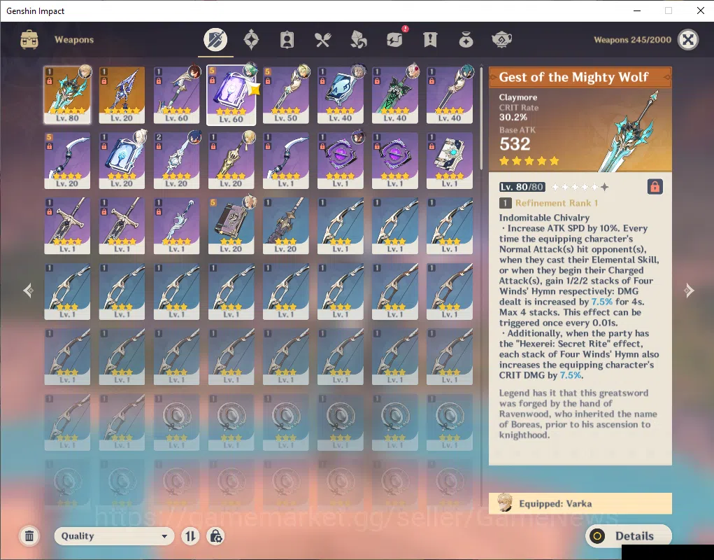 Genshin Impact Accounts ASIA|AR 45|1 Limited+2(*5Weapon)| Varka+Sign |MC F image 12