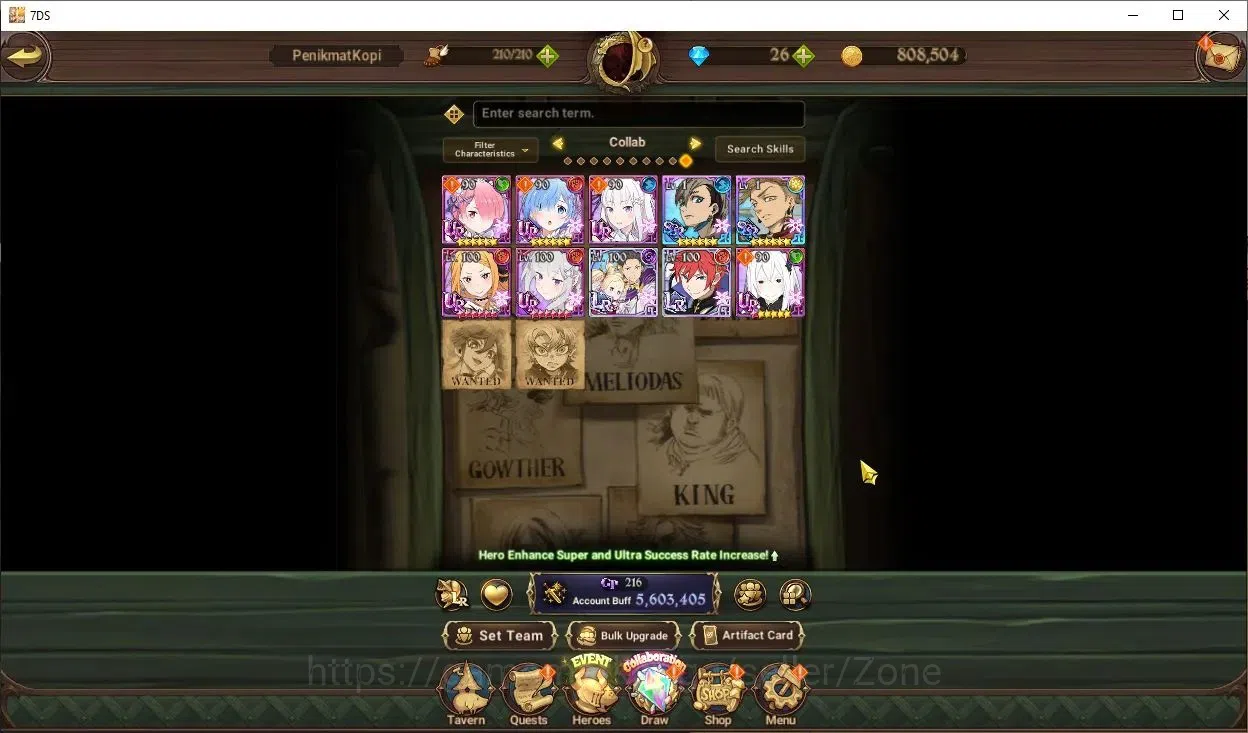 The Seven Deadly Sins: Grand Cross Accounts Endgame ASIA|5.6M CC|9LR+12UR Full Collab Rezero|Nemesis Meliodas 3/6, Menor 19
