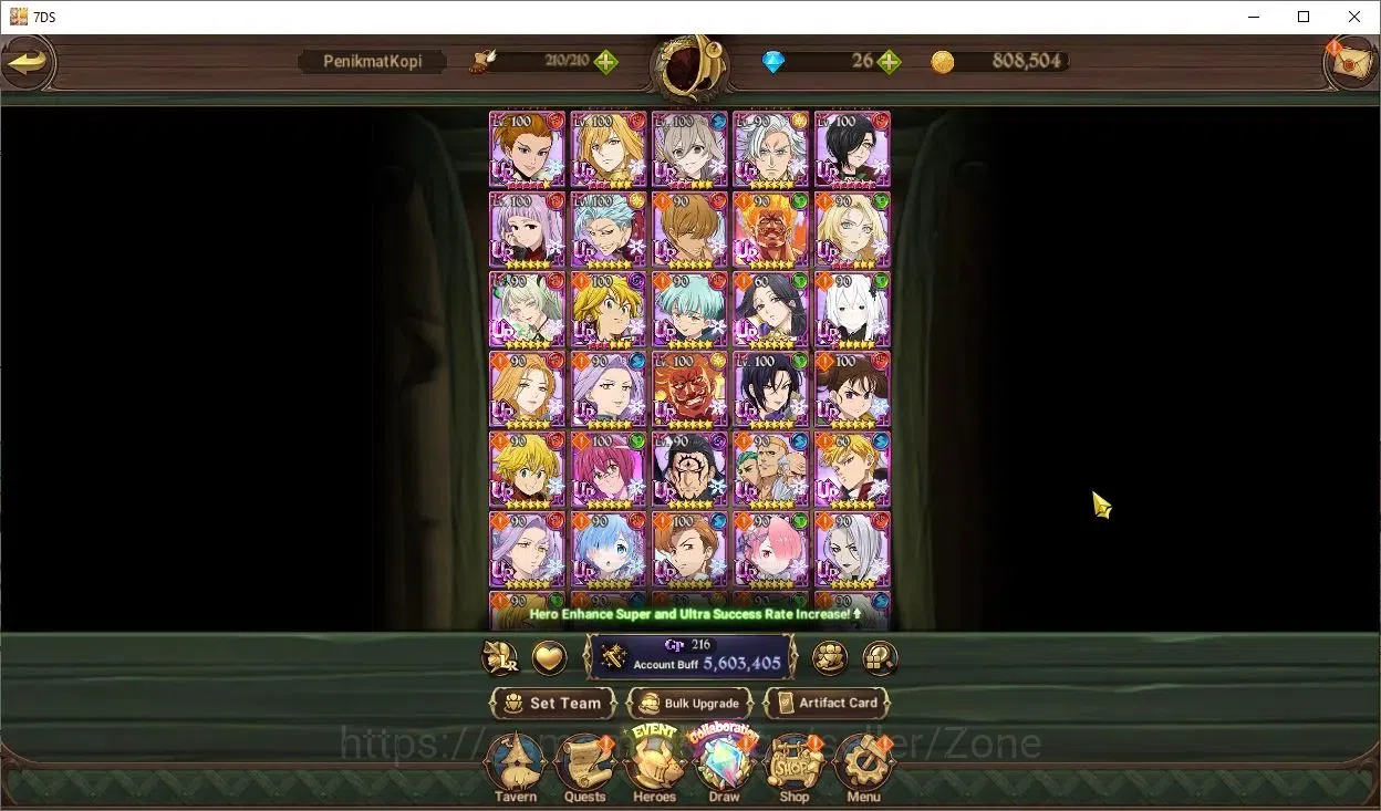 The Seven Deadly Sins: Grand Cross Accounts Endgame ASIA|5.6M CC|9LR+12UR Full Collab Rezero|Nemesis Meliodas 3/6, Menor 2