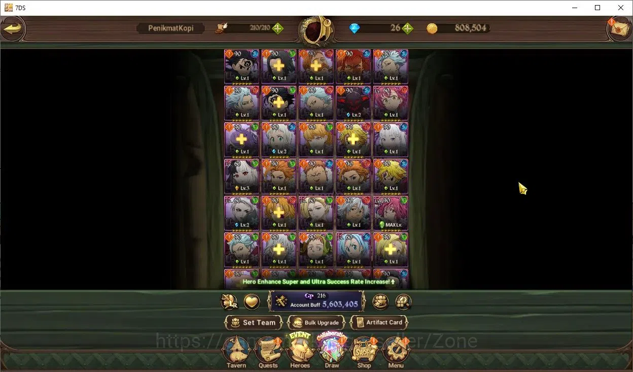 The Seven Deadly Sins: Grand Cross Accounts Endgame ASIA|5.6M CC|9LR+12UR Full Collab Rezero|Nemesis Meliodas 3/6, Menor 6