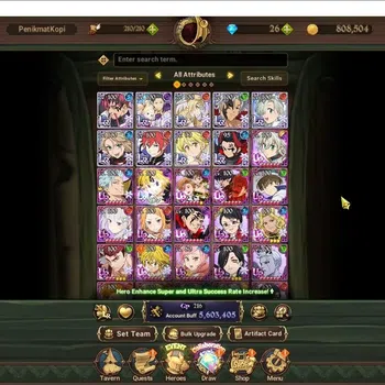 The Seven Deadly Sins: Grand Cross Accounts Endgame ASIA|5.6M CC|9LR+12UR Full Collab Rezero|Nemesis Meliodas 3/6, Menor