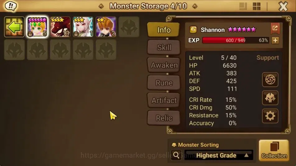 Summoners War: Sky Arena Accounts Starter GLOBAL Lv 36|Starter|1 LD [Yeonhong]|11 Total 12