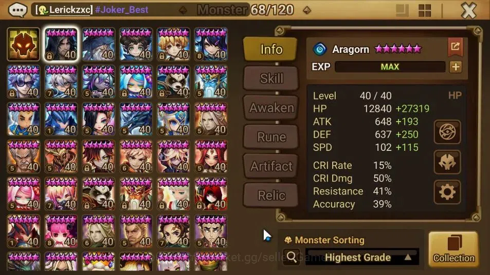 Summoners War: Sky Arena Accounts ASIA Lv100|2 LD[Han+Shazam]|Cryst 15 Goodrunes|60  image 10
