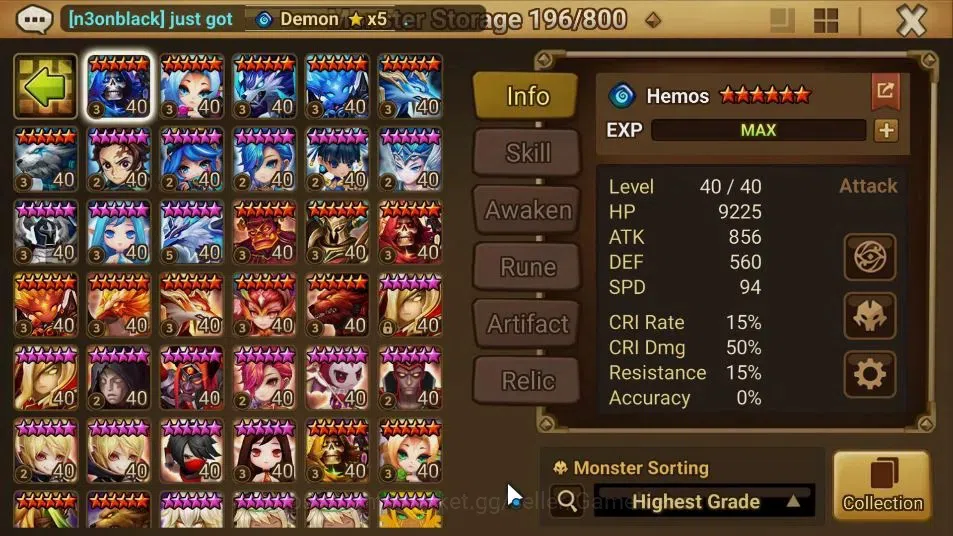 Summoners War: Sky Arena Accounts ASIA Lv100|2 LD[Han+Shazam]|Cryst 15 Goodrunes|60  image 12