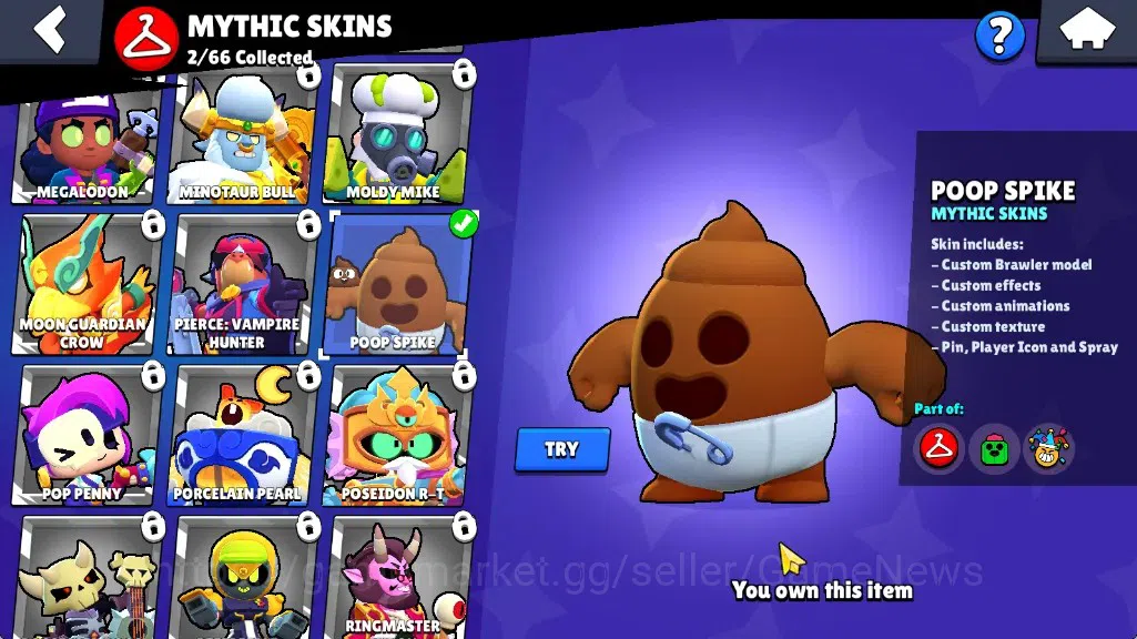 Brawl Stars Accounts 709 Trophy|16 Brawlers 1Max|5k PP 2k Bling|2Mythic(GridironOtis,PoopSpike),2Epic(SapphireMedusa 11