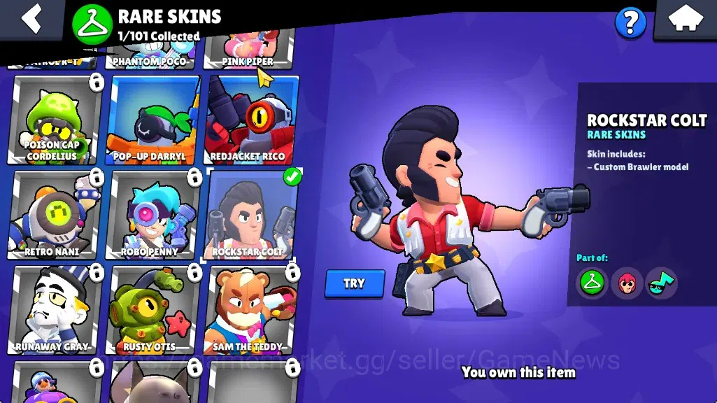 Brawl Stars Accounts 709 Trophy|16 Brawlers 1Max|5k PP 2k Bling|2Mythic(GridironOtis,PoopSpike),2Epic(SapphireMedusa 16