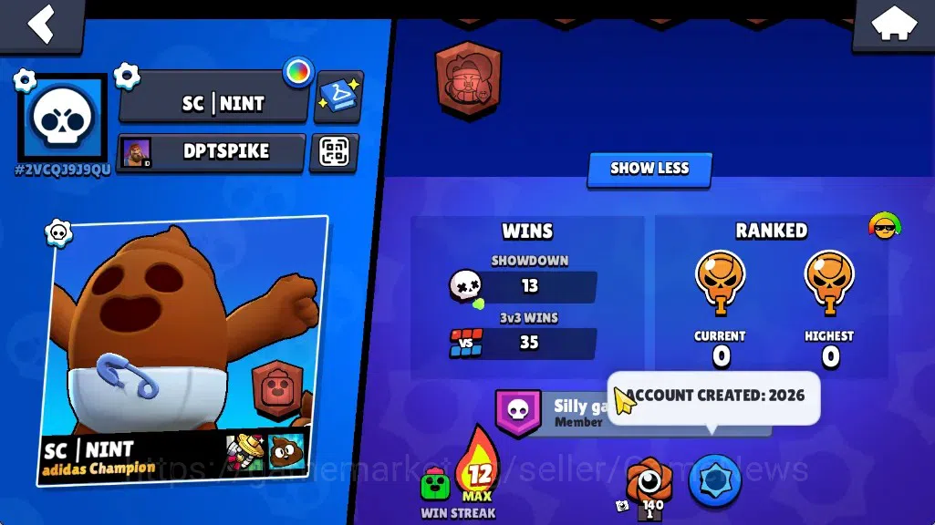 Brawl Stars Accounts 709 Trophy|16 Brawlers 1Max|5k PP 2k Bling|2Mythic(GridironOtis,PoopSpike),2Epic(SapphireMedusa 3