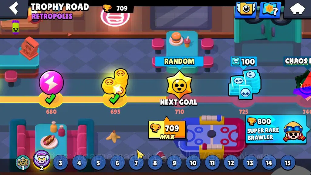 Brawl Stars Accounts 709 Trophy|16 Brawlers 1Max|5k PP 2k Bling|2Mythic(GridironOtis,PoopSpike),2Epic(SapphireMedusa 5
