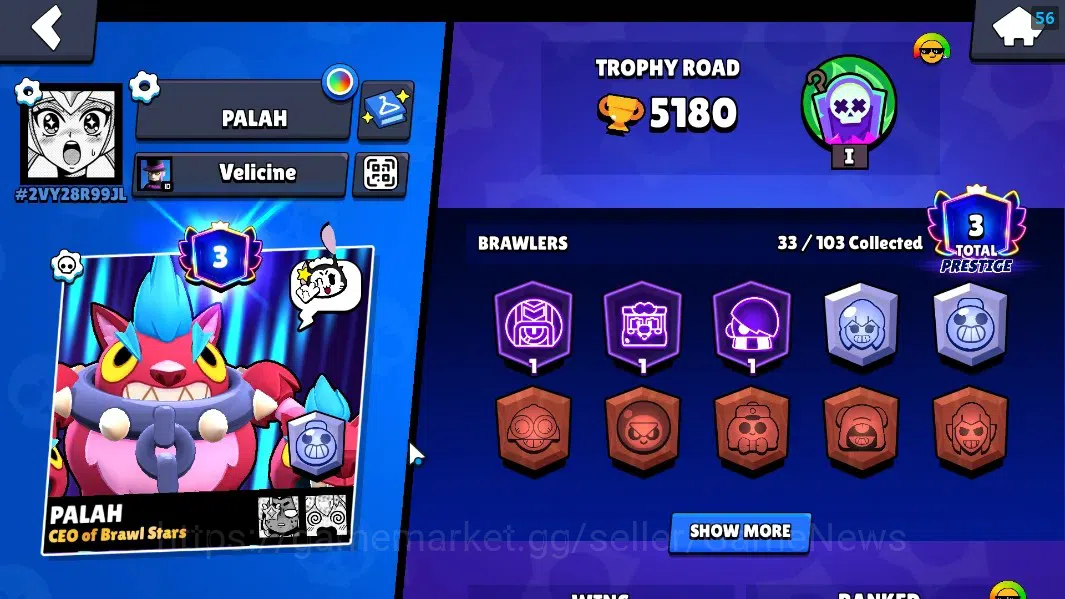 Brawl Stars Accounts 5180 Trophy|33 Brawler 6 Max Lvl|Edgar FullBuffies image 2