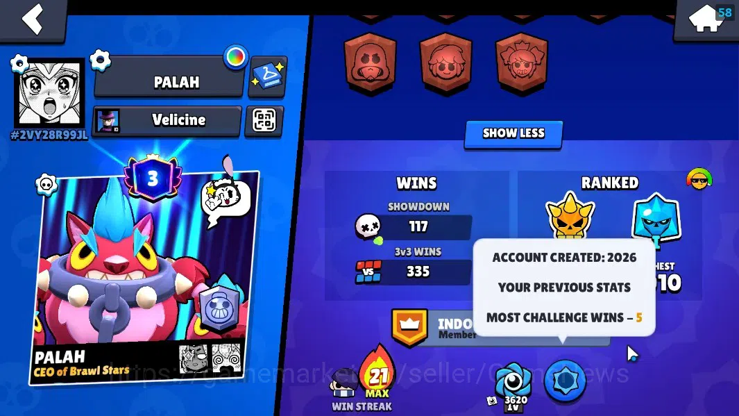Brawl Stars Accounts 5180 Trophy|33 Brawler 6 Max Lvl|Edgar FullBuffies image 3