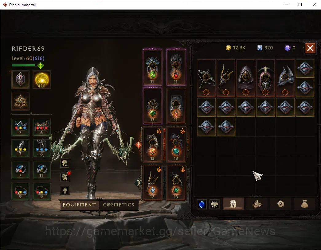 Diablo Immortal Accounts SA - Malah|CS ON|Lv60(616)|Demon Hunter|CR 36k|Res image 5