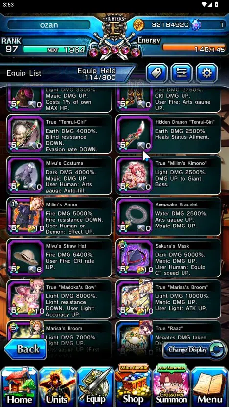 Grand Summoners Accounts End-Game Global|Rank 97|23 Ascend+7 TW|(Konpaku,2x Sung 12