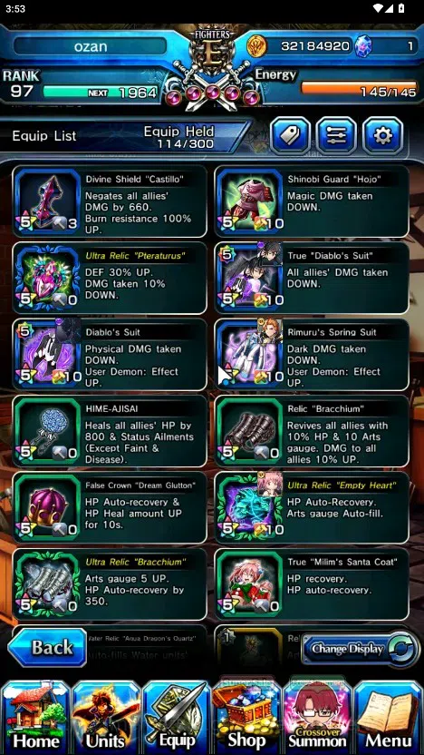 Grand Summoners Accounts End-Game Global|Rank 97|23 Ascend+7 TW|(Konpaku,2x Sung 13