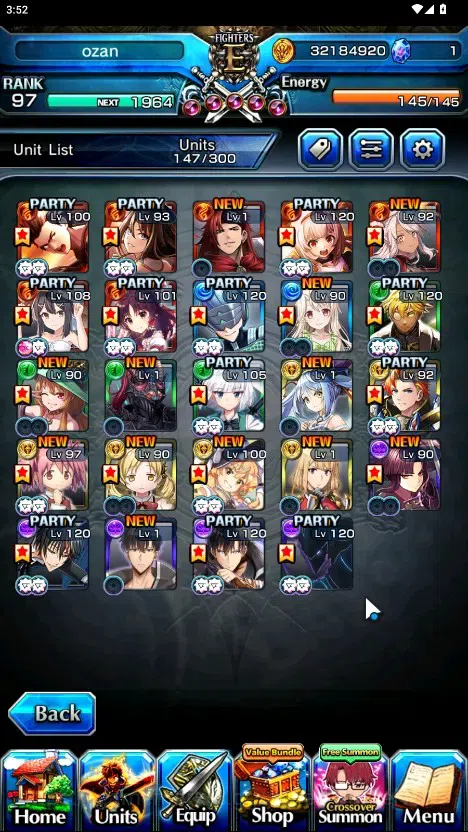 Grand Summoners Accounts End-Game Global|Rank 97|23 Ascend+7 TW|(Konpaku,2x Sung 4