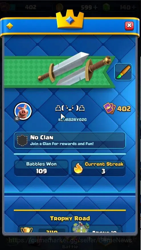Clash Royale Accounts High-End Lv 402|TL 10|Trophy 3110|Card 50/121|1 Hero,3 EVO 4 Legend,15 Epic,11 Rare,17 Common|Take 2