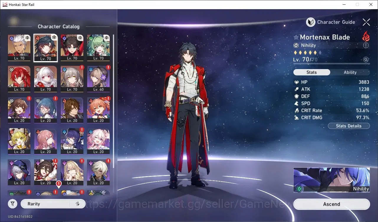 Honkai Star Rail Accounts Others ASIA|TL 53|5 Limited| (Rin Tohsaka,Archer)+Sign Mortenax Blade,Huohuo,Argenti +1 STD Char 1