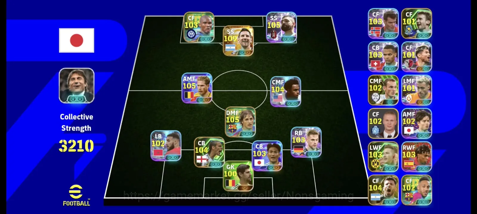 eFootball Accounts Meta Player Kolektif 3210 Messi bigitime x m.salah x Edmilson jangkar x Eto'o x Aguero blitz 1