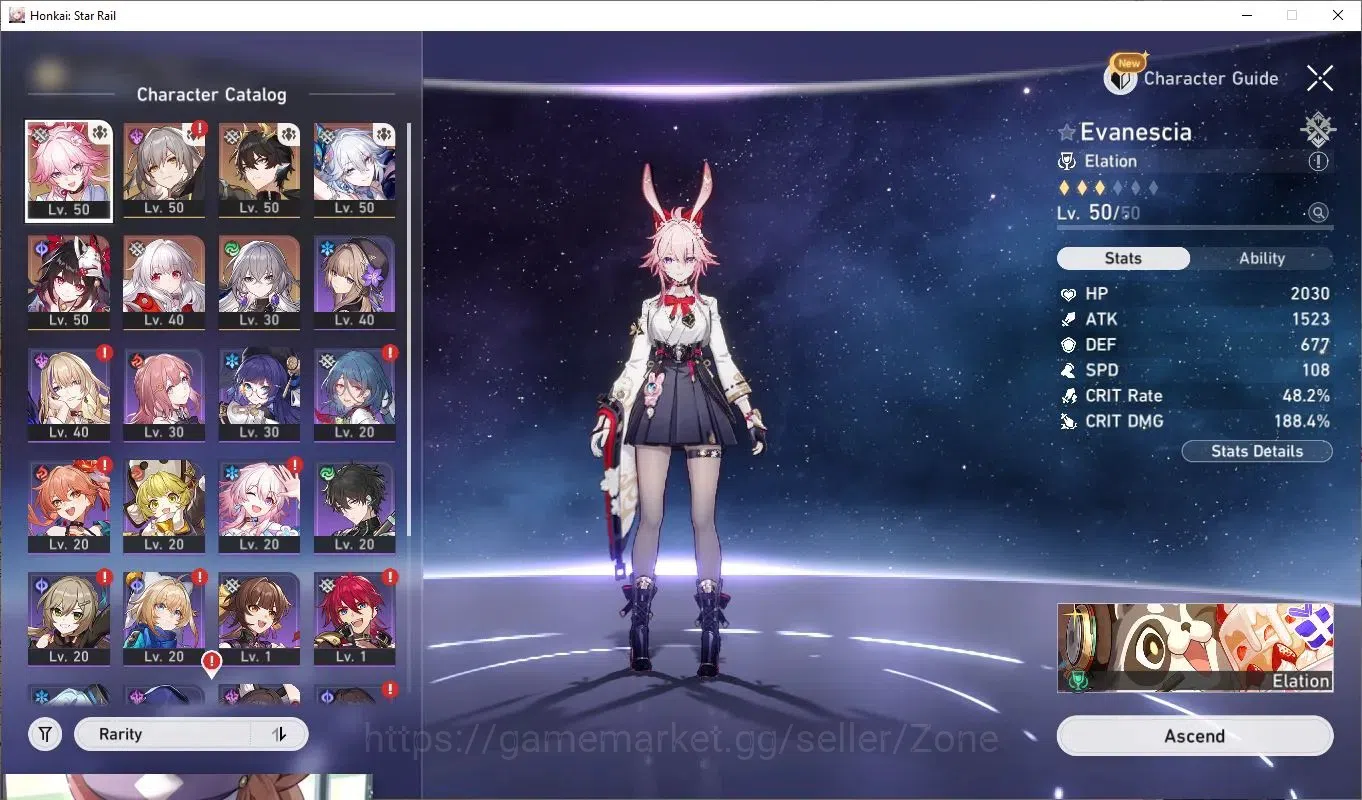 Honkai Star Rail Accounts Mid Game ASIA|TL40|Evanescia (188% Crit DMG), Yao Guang, Dan Heng L50|EL2|AscL80|9.7M 7