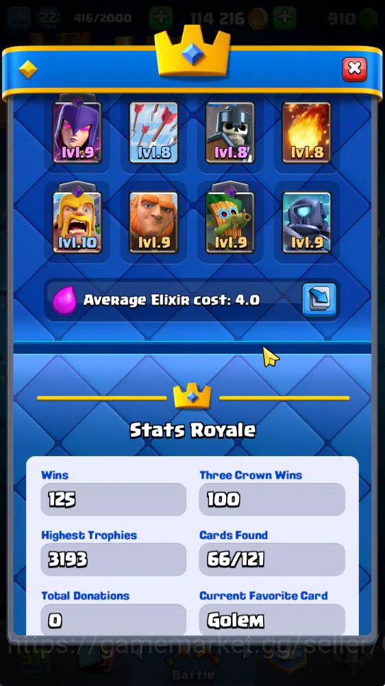 Clash Royale Accounts Starter Lvl 22|Trophy 3193|Starter Limited Skin|KTL 9|Card 66| 2 EVO 17 Epic,24 Rare,25 Common|Take 3