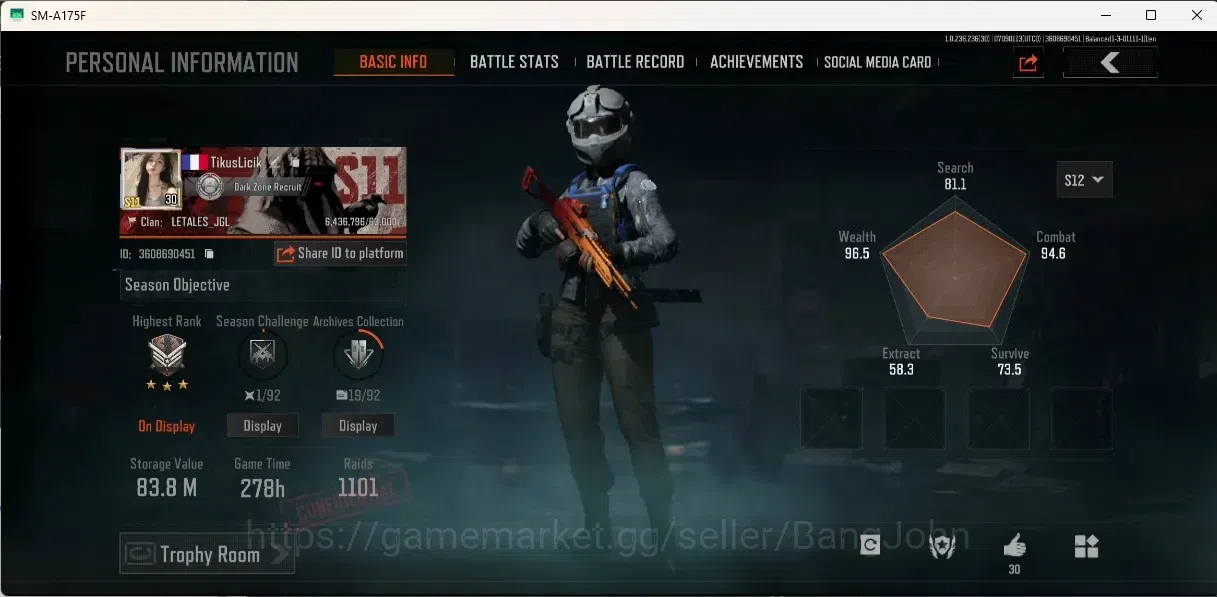 Arena Breakout Accounts Others Mobile | LV 30 | SV 83.8 M | CV 50 M | Excluive Melee:Battle Machete|Maelstrom AKM,Koi 1